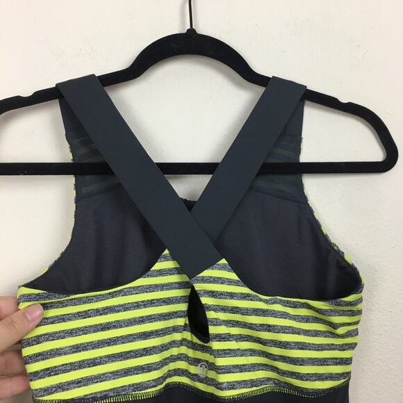 Lululemon Swift Athletic Tank Top Size 8 Yellow Gray Striped - Picture 9 of 11